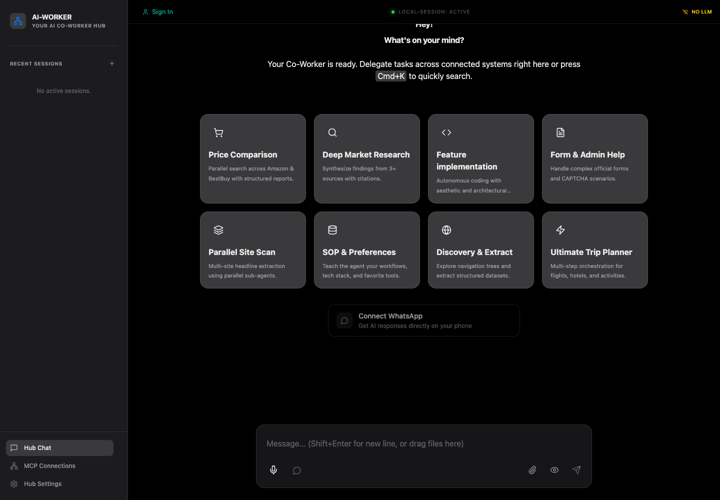 AI-Worker chat workspace screenshot